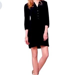 Anthropologie Maeve Taryn crepe black shirt mini dress size 8 button detail